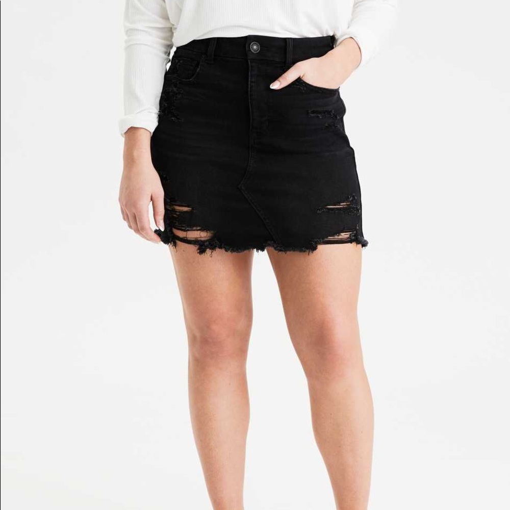 American Eagle Distressed Denim Mini Skirt
